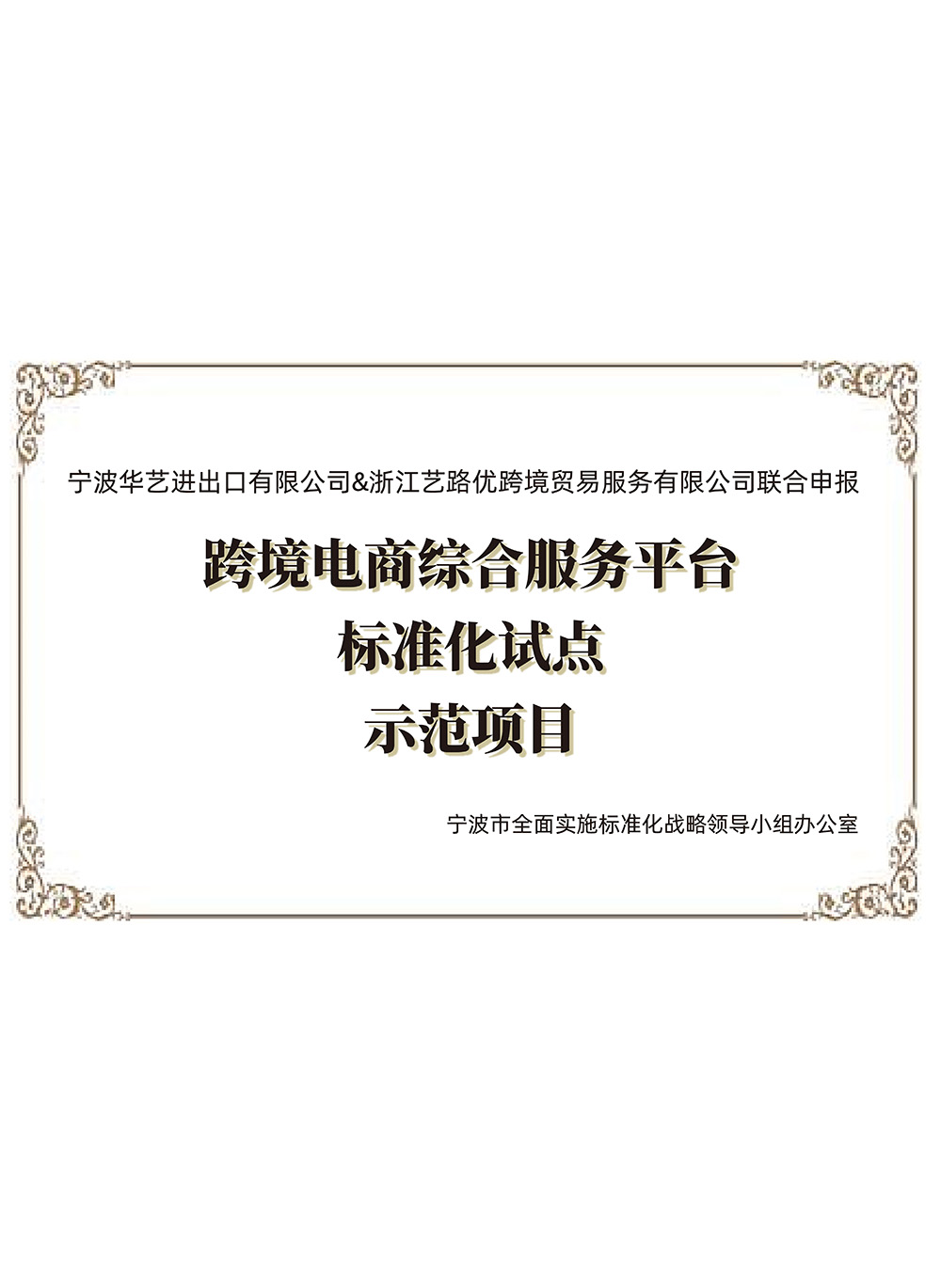 跨境电商综合服务平台标准化试点示范项目